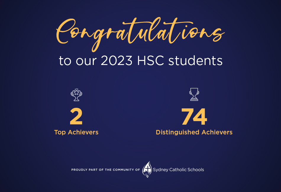 Graphic showing Marist Catholic College Penshurst HSC Results for 2023
